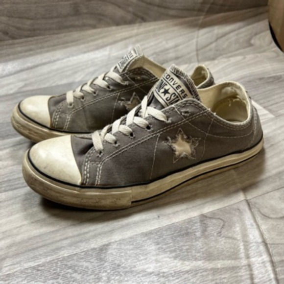 Converse Shoes - Converse Sneakers Shoes Women's 8 Gray Top Canvas Lace Up Distressed Low CTAS